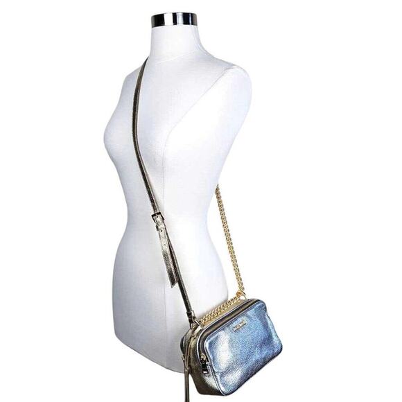MIU MIU Metallic Silver and Gold Leather Crossbody Camera Bag Chain Strap Rare - Picture 2 of 16